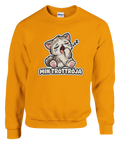 Roligt tryck av sovande katt på en orange sweatshirt med attityd