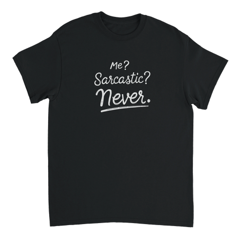 Sarkastiskt citat i vit handstil på svart bakgrund – grafisk t-shirt