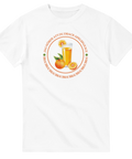 Retroinspirerat motiv med färskpressad apelsinjuice och text – vit t-shirt