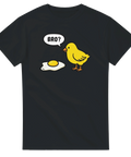 Meme-inspirerat tryck med kyckling och ägg – svart t-shirt