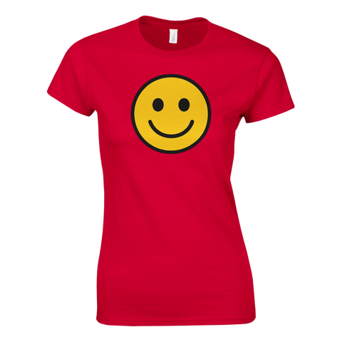 Minimalistiskt smileymotiv i gult och svart – ikonisk retro t-shirt