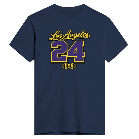 Retroinspirerad t-shirt med Los Angeles 24 grafik i lila och gult