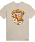 Stiliserad frukost-logga med retro typsnitt och matillustration – grafisk t-shirt