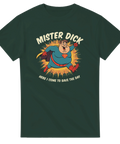 Retro superhjälte-illustration med texten Mister Dick – grafisk t-shirt