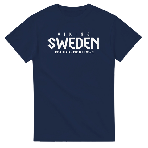Viking Sweden Nordic Heritage i runstil – marinblå t-shirt med tryck