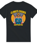 Retro grafiskt tryck med texten Climate Change Supporter på svart t-shirt