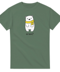 Grön t-shirt med trycket av en isbjörn med gul halsduk.