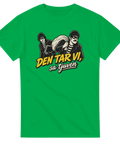 Grön t-shirt med serietidningsinspirerat tryck av två bovar