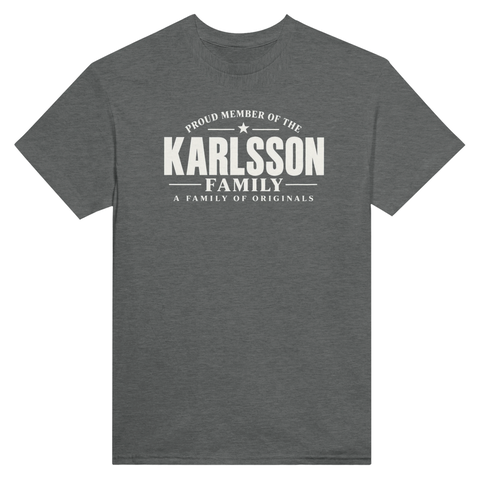 Gråmelerad t-shirt med texten Karlsson – A Family of Originals