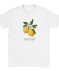 Botanisk illustration av gula citroner på vit t-shirt