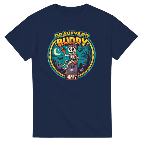 Färgstark illustration av en Midnight Pal i månsken – retro t-shirt med attityd