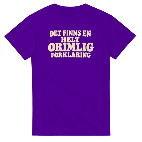 T-shirt med tryck och texten ”Det finns en helt orimlig förklaring” – produktbild från Shirty.