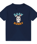 Mörkblå baby-t-shirt med ett glatt och tecknat kaninmotiv