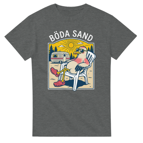 Roligt motiv av en semesterfirande mås vid Böda Sand – grå t-shirt