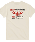 Grafiskt tryck med texten Sossar är som kräftor – benvit t-shirt