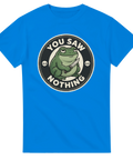 Blå t-shirt med humoristiskt You Saw Nothing tryck och dödskallar
