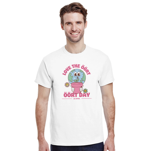 humor t-shirt Öört Earth Day vit med färgstarkt tryck