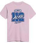 Orten 112 ACAB din mamma tryck i blått och vitt på ljusrosa premium t-shirt.