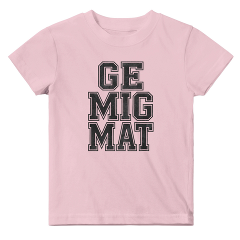 Rosa baby t-shirt med humoristiskt tryck för små matälskare
