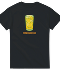 Minimalistiskt drinkmotiv med texten Citrongrogg – svart t-shirt
