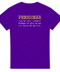 Humoristisk förklaring av pensionär med snygg typografi – grafisk t-shirt