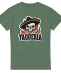 Taco illustration med texten "Taqueria" t-shirt