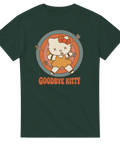 Mörk humoristisk illustration Goodbye Kitty – mörkgrön t-shirt i retrostil