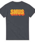 Retro snus-tryck i 70-talsstil på en mörkgrå t-shirt