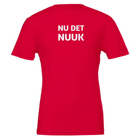 T-shirt med minimalistisk textdesign och geopolitisk ordlek