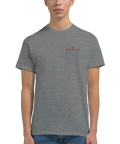 Grafiskt logotryck Shirty Casual på en gråmelerad t-shirt i bomull