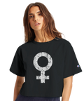 Cropped dam-tshirt från Champion med stilren grafisk kvinnosymbol