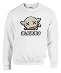 Vit sweatshirt med illustrerat monster i urban toy-stil