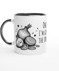 Mugg med texten One day I'm gonna make the onions cry, lök och en tecknad kock.