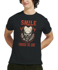 Smile through the gore-motiv centrerat på fronten. Vintage-inspirerad design med skarpa detaljer.