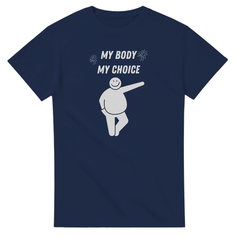 Humoristiskt My Body My Choice tryck med minimalistisk gubbe – grafisk t-shirt