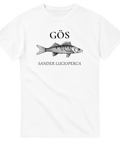 Fiske T-shirt med gös och namnet på latin, sander lucioperca