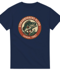 Marinblå t-shirt med vintage badge och texten "Storabborrens Klubb – sedan 1987"