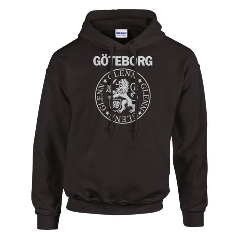 Brun hoodie med texten “GÖTEBORG” och ett lejonemblem med namnet GLENN