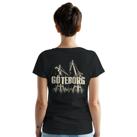 T-shirt med rycktryck och hamnmotiv från Göteborg