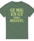 Grön t-shirt med grön text om att dricka gin and tonic