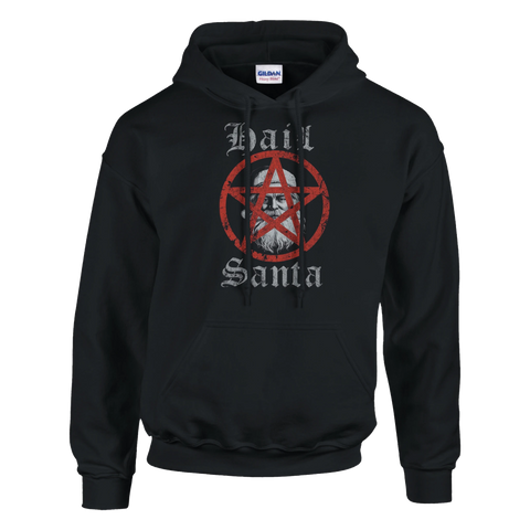 Hail Santa hoodie med tomte och pentagram – svart