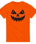 orange t-shirt med svart skräckpumpa-ansikte för halloween