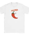 Heta grejer t-shirt med röd chili och text – vit