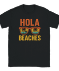 Hola Beaches t-shirt med solglasögon och palmer för sommar och semester