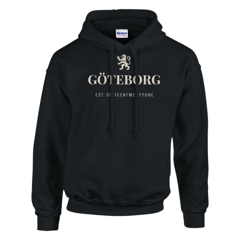 Hoodie med Göteborg-tryck i klassisk unisexmodell, text sixteentwentyone
