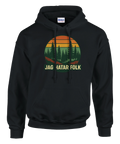 Svart hoodie med texten Jag hatar folk och skogsmotiv
