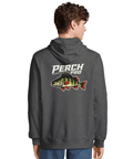 Hoodie with golden perch for anglers and sport fishing