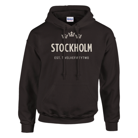 Hoodie med Stockholm-motiv och tre kronor