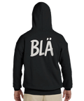 Svart hoodie med stort grått ryggtryck BLÄ