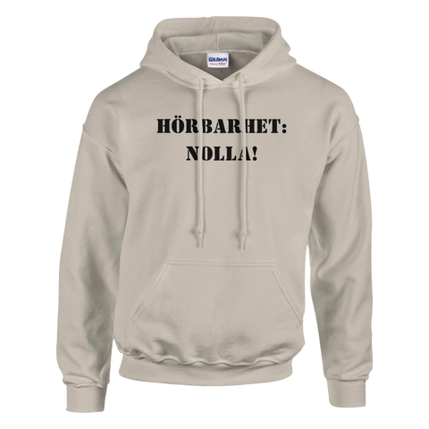 Hörbarhet: Nolla hoodie med svart text – beige